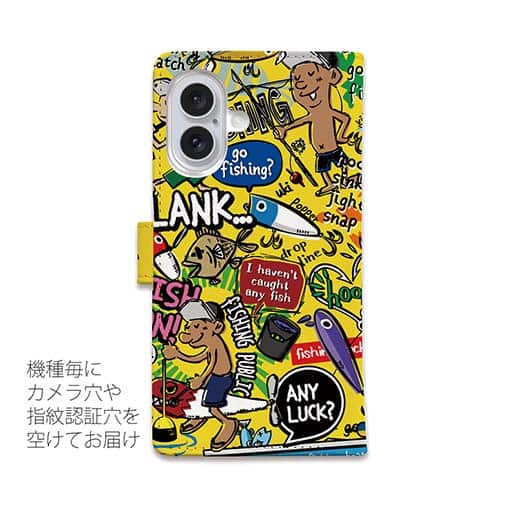 【手帳型】【釣りざんまい】爆釣アーティスティック_イエロー
