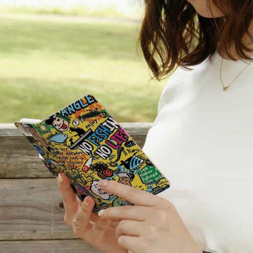 【手帳型】【釣りざんまい】爆釣アーティスティック_イエロー