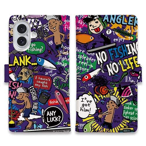 【手帳型】【釣りざんまい】爆釣アーティスティック_インディゴ