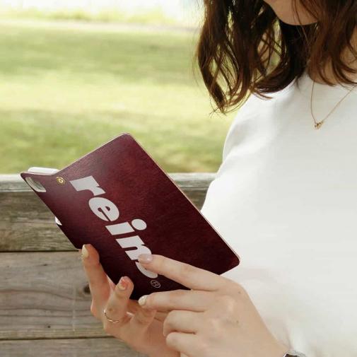 【手帳型】【reins】レッド&ロゴ