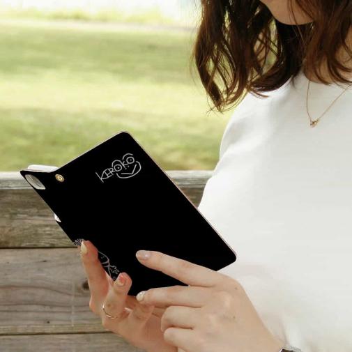 【手帳型】【佐藤ケロ子】KEROKOサイン入りスマホカバー ブラック