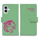 【手帳型】【佐藤ケロ子】KEROKOサイン入りスマホカバー グリーン