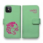 【手帳型】【佐藤ケロ子】KEROKOサイン入りスマホカバー グリーン