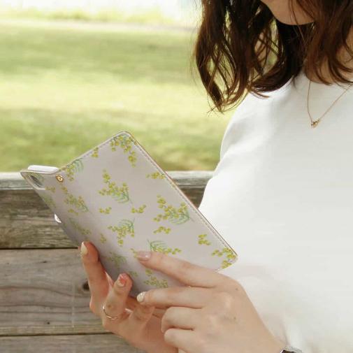 【手帳型】ミモザ（ホワイト）