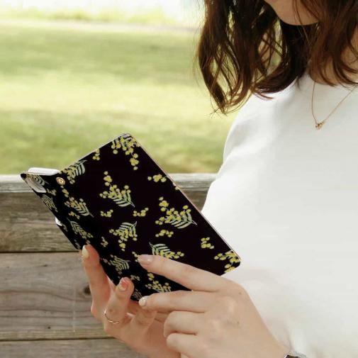 【手帳型】ミモザ（ブラック）