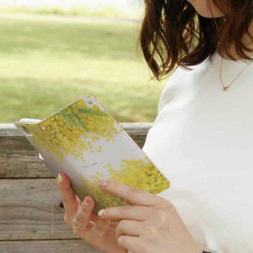 【手帳型】ミモザのウォーターカラー