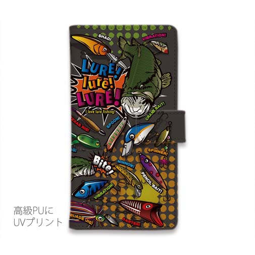 【手帳型】【FISH MAN】LURE! lure! LURE! ブラックVer.