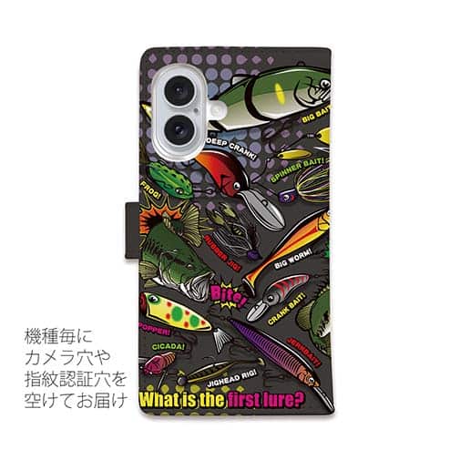 【手帳型】【FISH MAN】LURE! lure! LURE! ブラックVer.