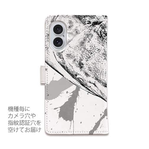 【手帳型】平政(ヒラマサ)墨絵風　白