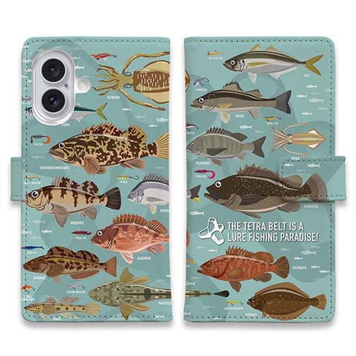 【手帳型】【FISH MAN】テトラ帯は釣り天国！ ブルー