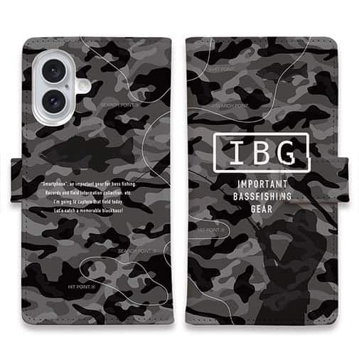 【手帳型】【FISH MAN】IBG バスフィッシングに大事な装備　グレー