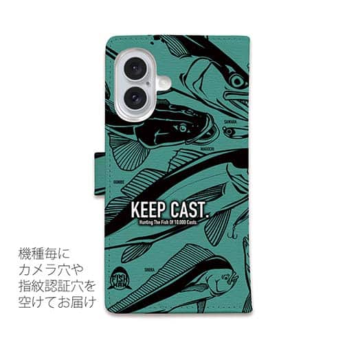 【手帳型】【FISH MAN】SURF FISHING TARGET!　グリーン