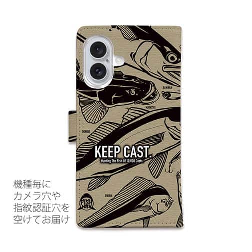 【手帳型】【FISH MAN】SURF FISHING TARGET!　ブラウン