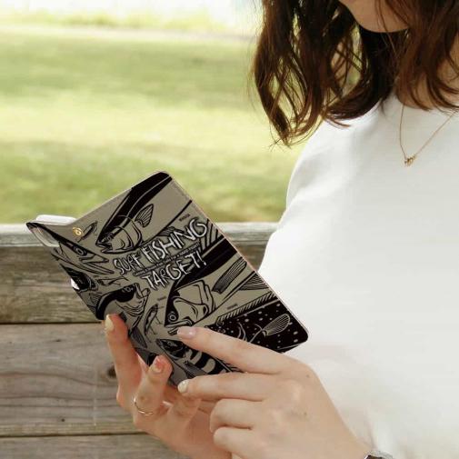 【手帳型】【FISH MAN】SURF FISHING TARGET!　ブラウン