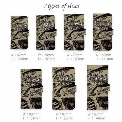 【手帳型】【FISH MAN】SURF FISHING TARGET!　ブラウン