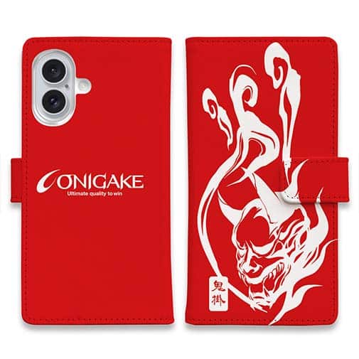 【手帳型】鬼掛　鬼火般若バージョン・レッド