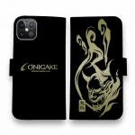 【手帳型】鬼掛　鬼火般若バージョン・ブラック＆ゴールド