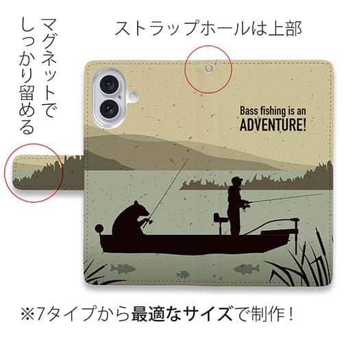 【手帳型】【FISH MAN】BassFishing is an ADVENTURE!
