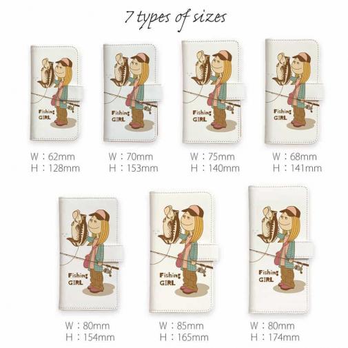 【手帳型】釣りガール　イラスト　ブラックバス