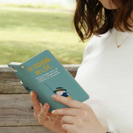 【手帳型】【釣りざんまい】釣りに行きたい少年_ミント