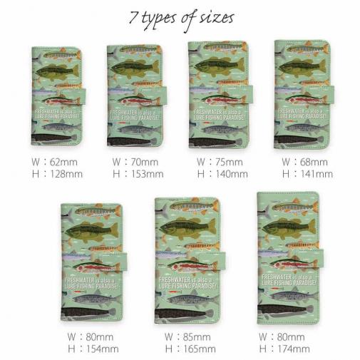 【手帳型】【FISH MAN】フィッシングパラダイス「フレッシュウォーター編」グリーン