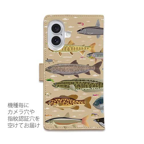【手帳型】【FISH MAN】フィッシングパラダイス「フレッシュウォーター編」ブラウン