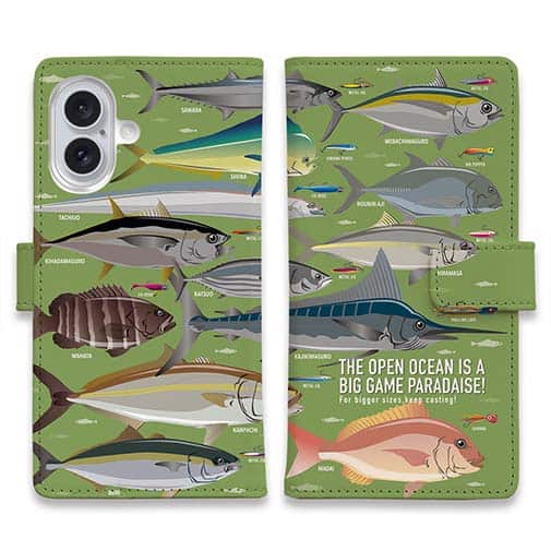 【手帳型】【FISH MAN】BIG GAME PARADAISE! グリーン
