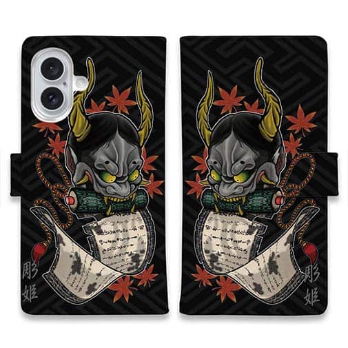 【彫姫】【手帳型】般若 和彫りデザイン