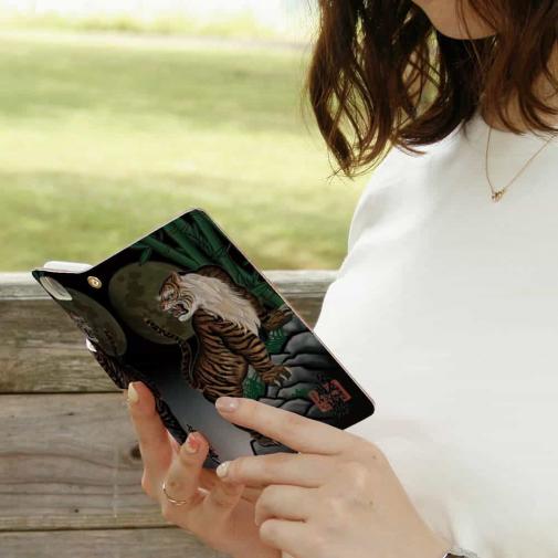 【彫姫】【手帳型】虎　和彫りデザイン