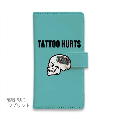 【彫姫】【手帳型】TATTOO HURTS ドクロ