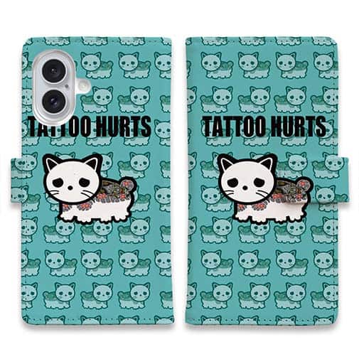 【彫姫】【手帳型】TATTOO HURTS 猫