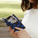 【ROMI HIME】【手帳型】ブロック・チェック(市松模様)　ブルー