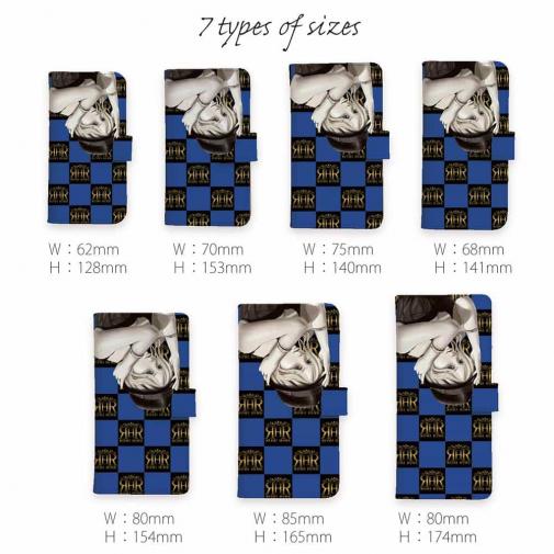 【ROMI HIME】【手帳型】ブロック・チェック(市松模様)　ブルー