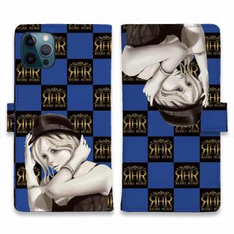 【ROMI HIME】【手帳型】ブロック・チェック(市松模様)　ブルー