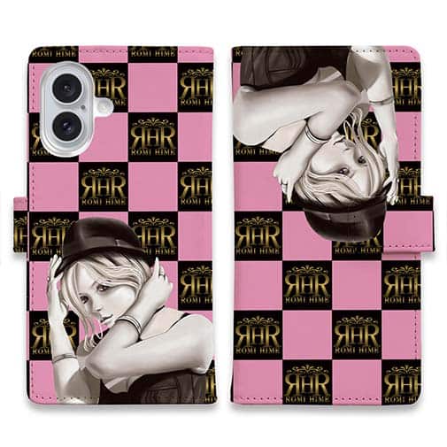 【ROMI HIME】【手帳型】ブロック・チェック(市松模様) ピンク