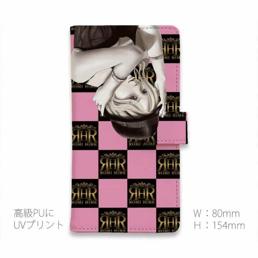 【ROMI HIME】【手帳型】ブロック・チェック(市松模様)　ピンク