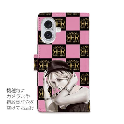 【ROMI HIME】【手帳型】ブロック・チェック(市松模様)　ピンク