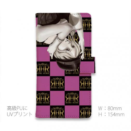 【ROMI HIME】【手帳型】ブロック・チェック(市松模様)　ビビットピンク