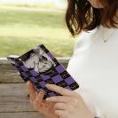 【ROMI HIME】【手帳型】ブロック・チェック(市松模様)　パープル