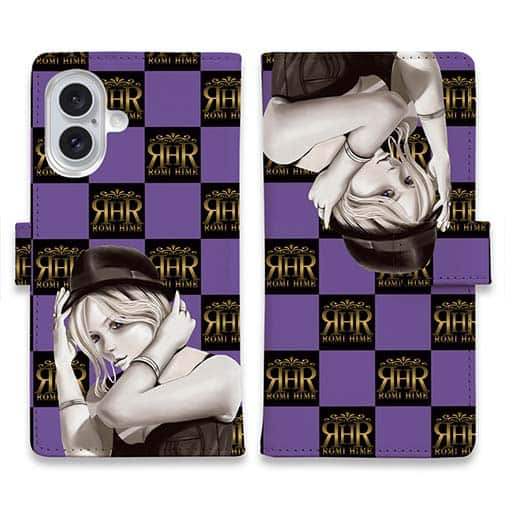 【ROMI HIME】【手帳型】ブロック・チェック(市松模様) パープル