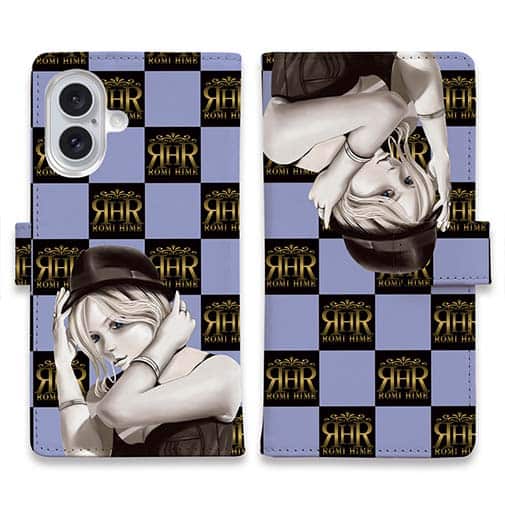 【ROMI HIME】【手帳型】ブロック・チェック(市松模様) スカイブルー