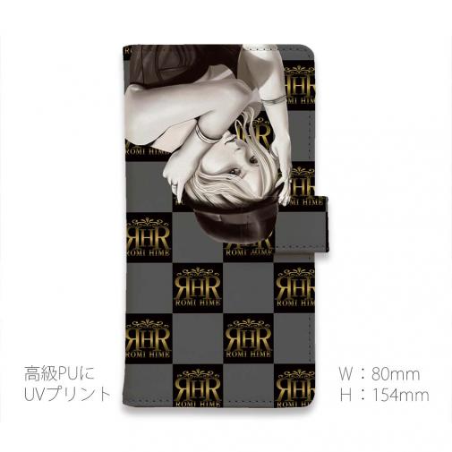 【ROMI HIME】【手帳型】ブロック・チェック(市松模様)　グレー