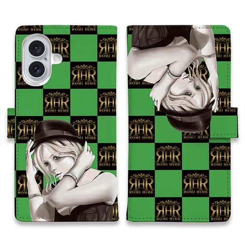 【ROMI HIME】【手帳型】ブロック・チェック(市松模様) グリーン