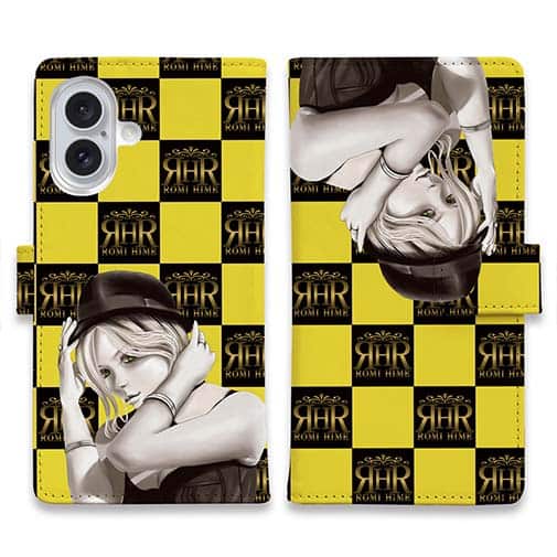 【ROMI HIME】【手帳型】ブロック・チェック(市松模様) イエロー