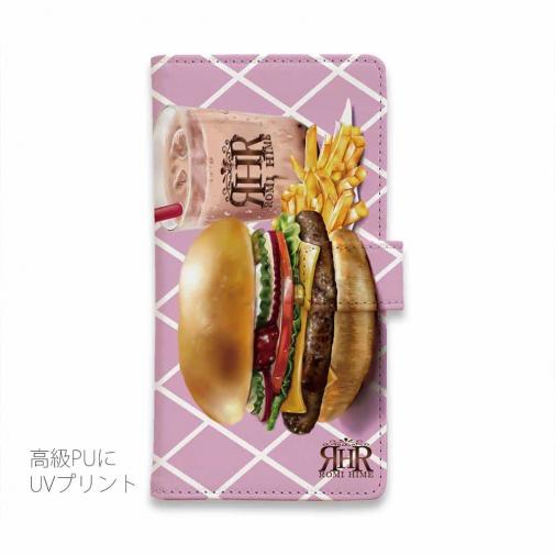 【ROMI HIME】【手帳型】ハンバーガー　ピンク