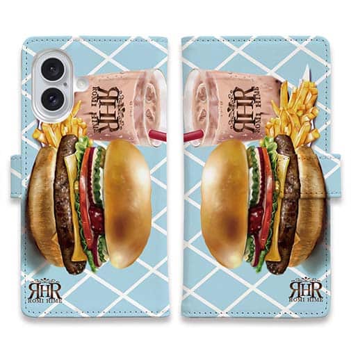 【ROMI HIME】【手帳型】ハンバーガー ブルー