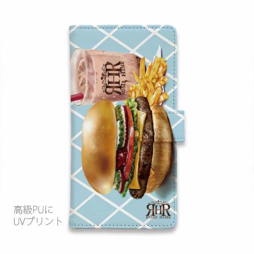 【ROMI HIME】【手帳型】ハンバーガー　ブルー