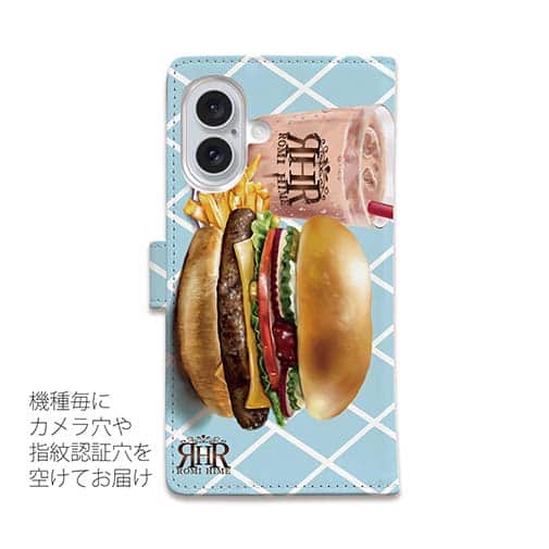 【ROMI HIME】【手帳型】ハンバーガー　ブルー
