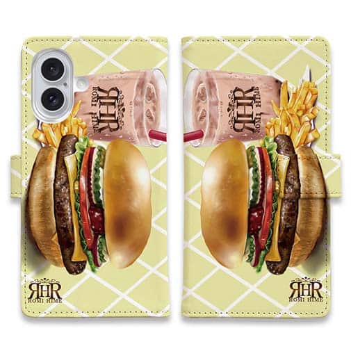 【ROMI HIME】【手帳型】ハンバーガー イエロー