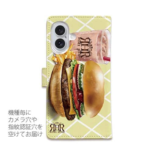 【ROMI HIME】【手帳型】ハンバーガー　イエロー